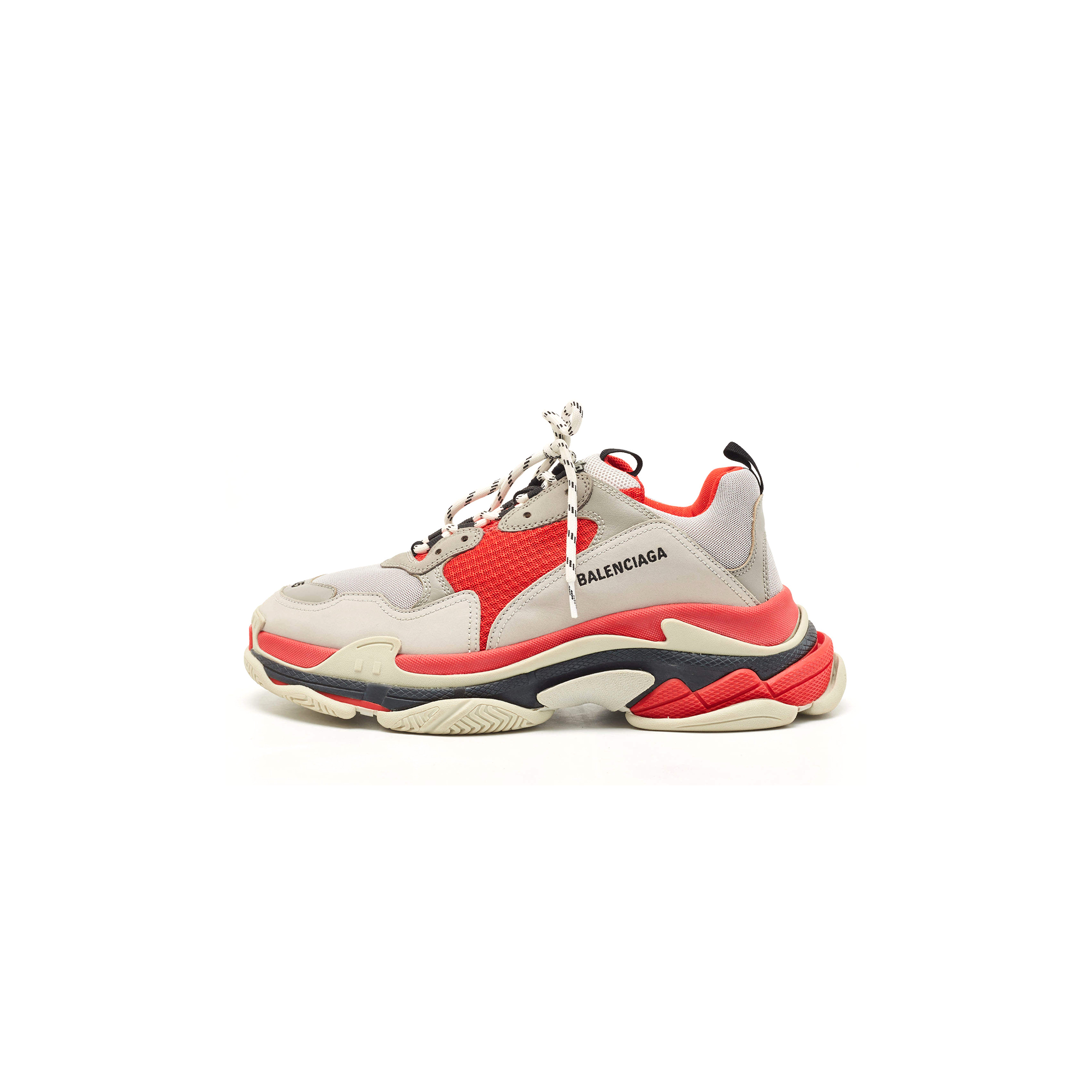 BALENCIAGA RED GREY MESH AND NUBUCK TRIPLE S LOW TOP SNEAKERS 524039W06F19000